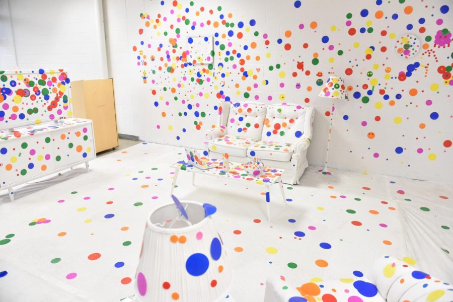 The obliteration room in the cafeteria was an interactive art installation.