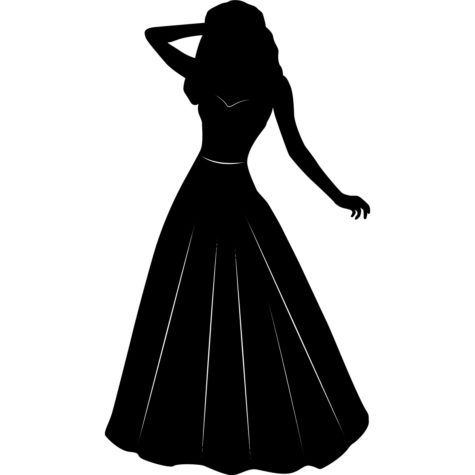 Women In Dress Silhouette drawing (Cliparts) women,dress,silhouette,black