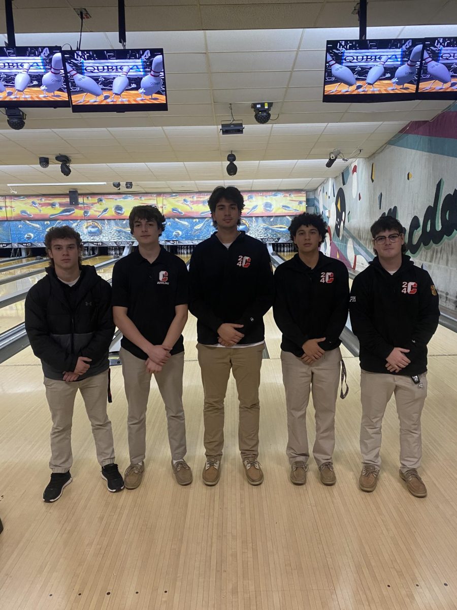 The seniors on Carrolls boys bowling team are Jesse Ventre, James Klusarits, Stephen Thomson, Marco Petroccia, and Pat McGonigle.