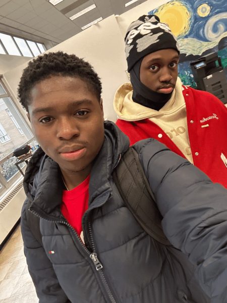 Tyhir Phillips (left) was named drama king, while Too Jemahwuo was named class clown in the annual senior superlatives voting. The two young men, who are close friends, lost out to James Klusarits and Stephen Thomson for best bromance.