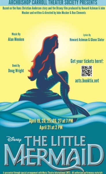 The poster for ticket sales for The Little Mermaid offers options for purchasing tickets.