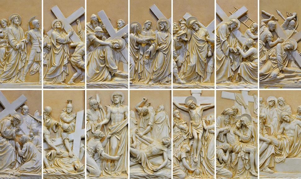 The 14 Stations of the Cross are images depicting events that happened during Jesus journey from his condemnation to his burial.