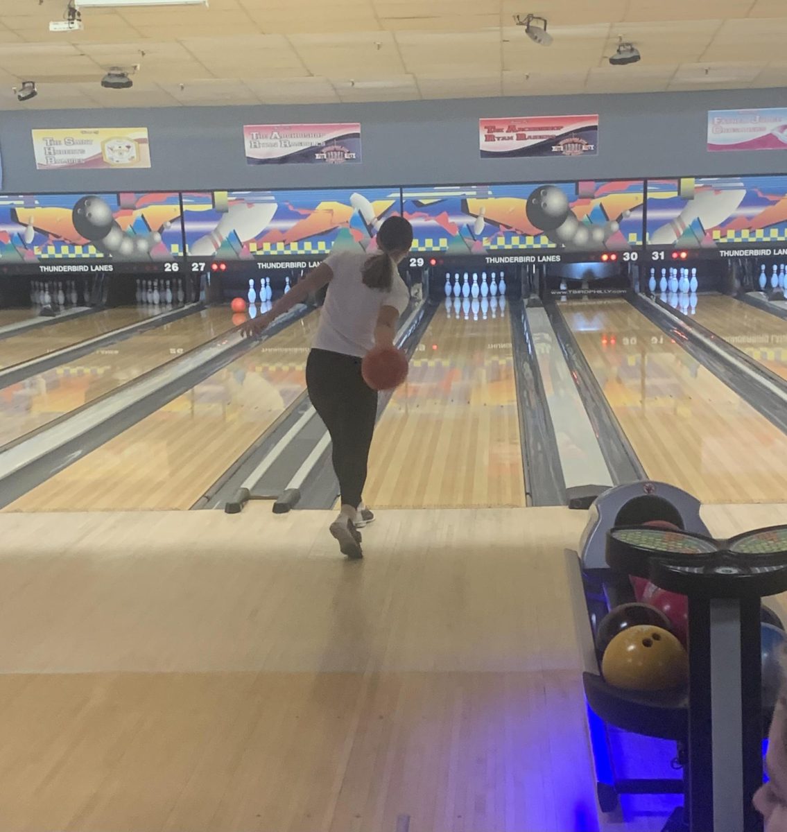 Junior Riley Schwarz aims for a strike in Wednesday's contest against St. Hubert's.