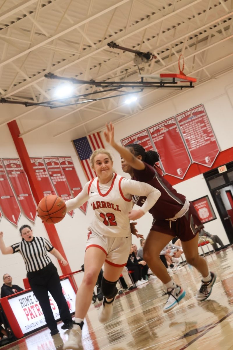 Junior guard Alexis Eberz led the Patriots with 19 points against Ryan.