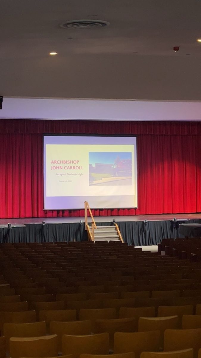 A presentation is ready to roll for Accepted Students Day.