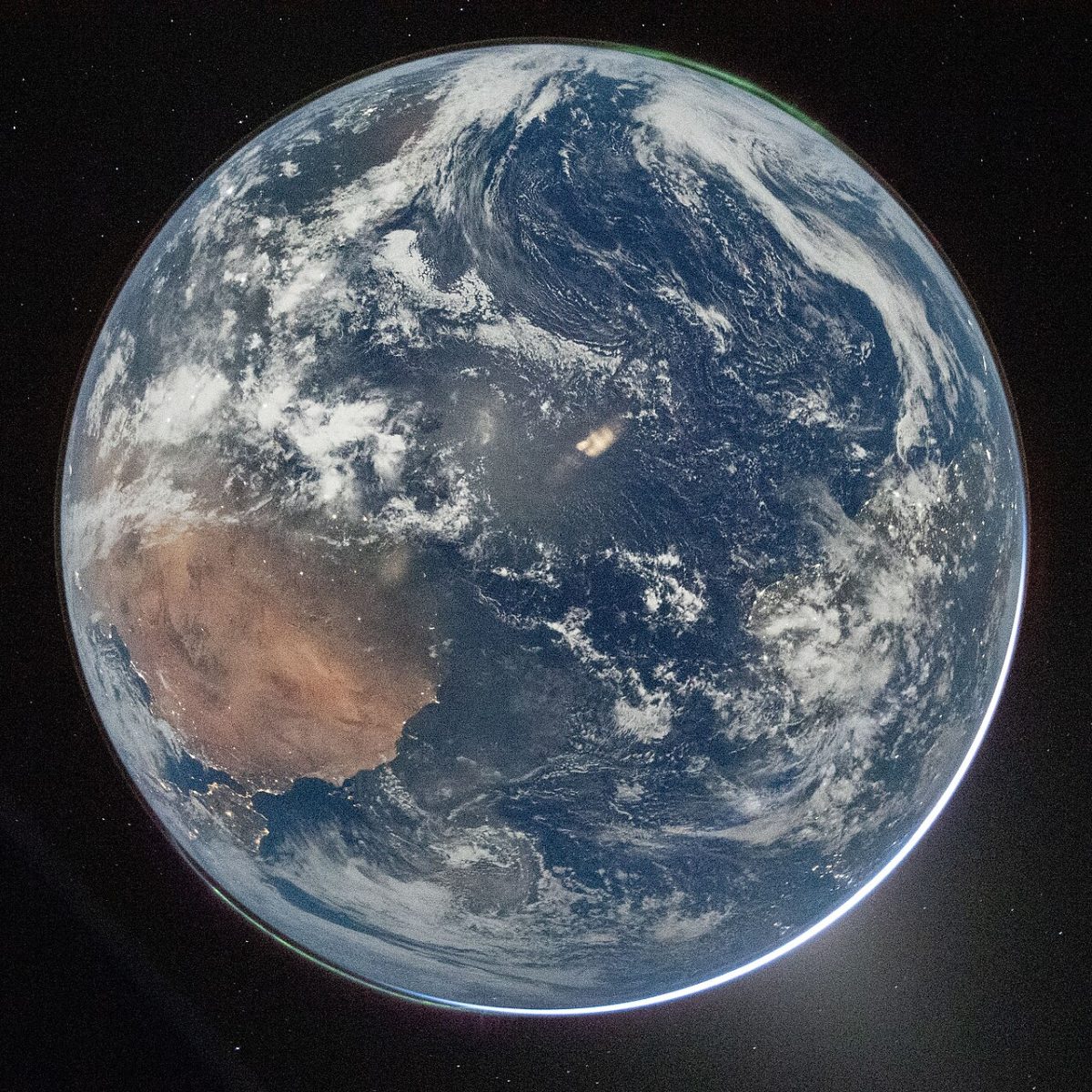 Earth -- as seen in space from the Orion capsule on April 2 during the Artemis II mission to the moon.